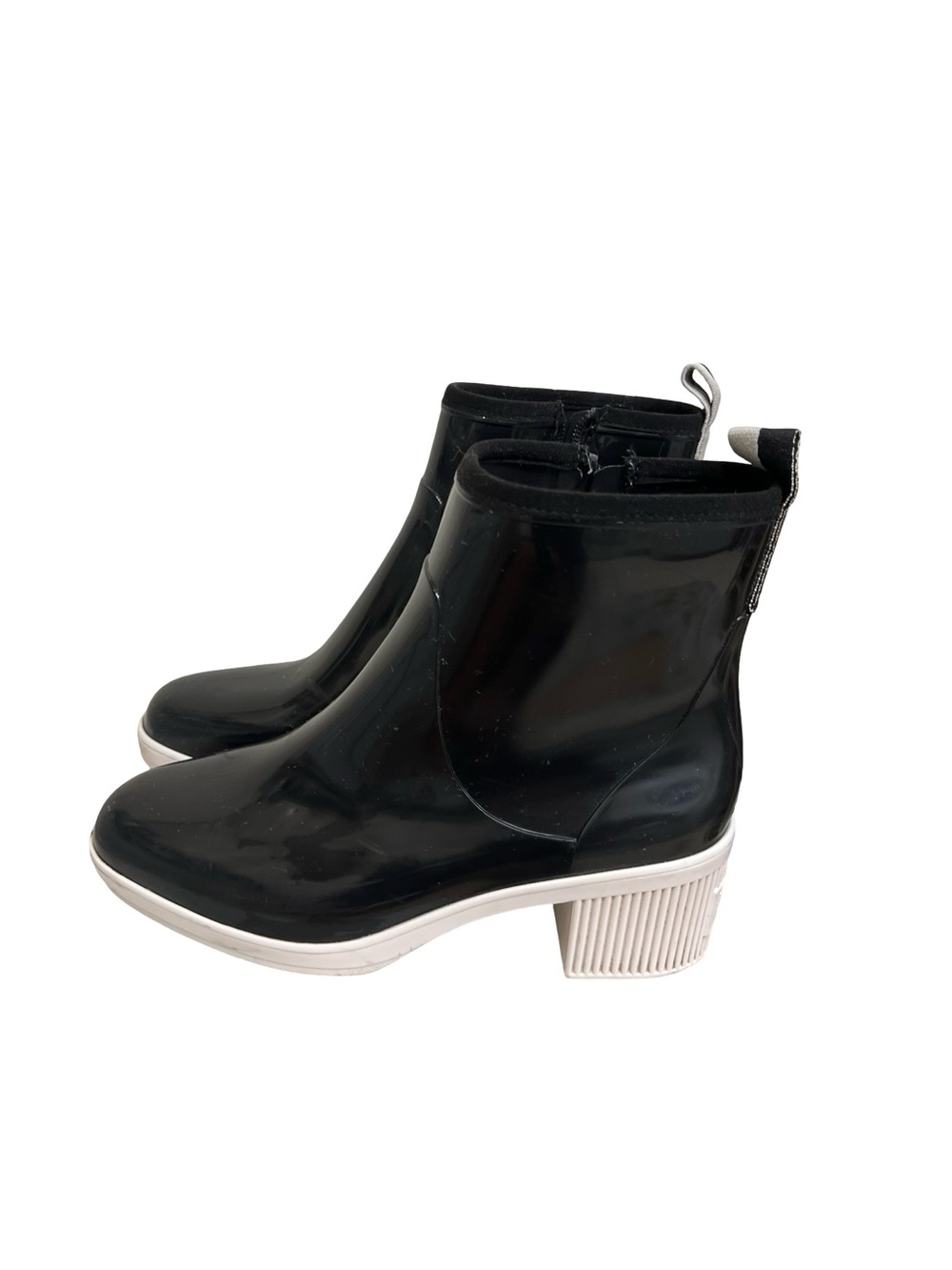 kate spade Black Gloss Heel Rain Ankle Boots 8